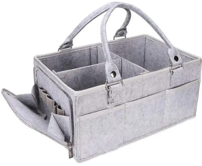 Luiertas – Luieropbergdoos – Luiermand – Opberg en organisatiemand voor luiers – 33 x 23 x 18 cm – Grijs