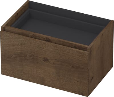 INK - Onderkast 1L met Binnenlade Greeploos Houten Keerlijst Fineer Zonder Sifonuitsparing in Binnenlade - 700x450x400 Mm - Chocolate Fineer