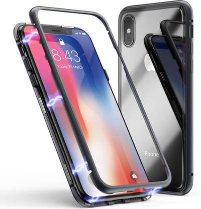 Hoesje voor iPhone XR - Zwart Magnetische hoes 360 bescherming Metaal voor / achter glasbestendig