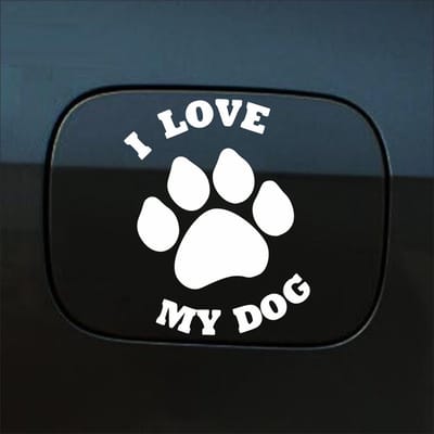 Bumpersticker - I Love My Dog - 13,9 X 9,3 - Wit