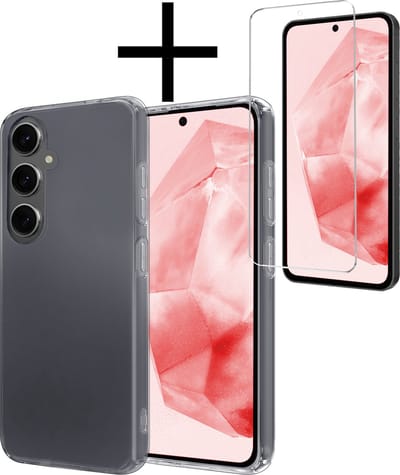 Hoesje - Met Screenprotector - Geschikt voor Samsung Galaxy A35 - Sterk & Shockproof - Back Cover - Siliconen Case - Telefoon Hoes - Transparant