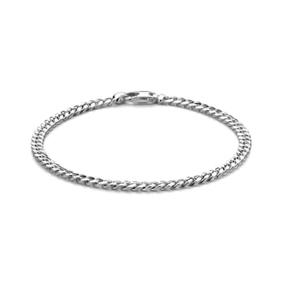 Zilver Wit Armband Gourmette 4,0 Mm 21 Cm 4-Zijdes Geslepen 1021789