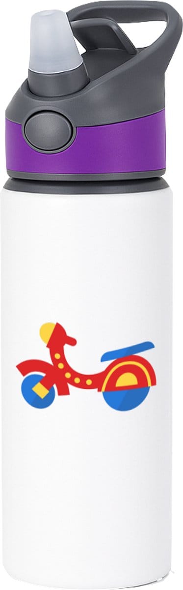 Hacebo® - speelgoed motor waterfles met rietje paars - Motor - Motorsport liefhebbers - Brommer - tweewieler - cadeau - water fles - 650ML