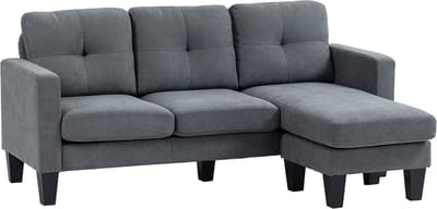 HOMCOM hoekbank - polyester - schuimstof - donkergrijs