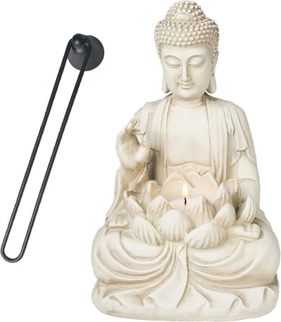 Boeddha Theelichthouder met Lotus, Zen Decoratie en Kaarsenhouder