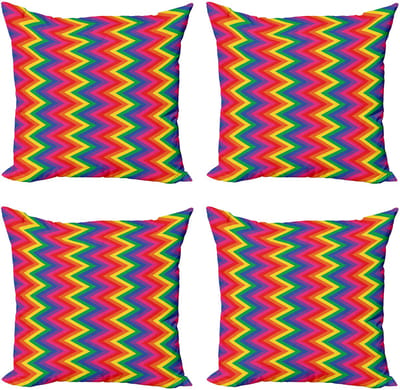 ABAKUHAUS Geometrische Decoratieve Kussenhoes 4-pack, zigzag chevronvorm, Modern Accent dubbelzijdige digitale print, 50 x 50 cm, meerkleurig