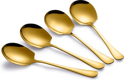 Alheco 4 opscheplepels - Groentelepel - Aardappellepel - Serveerlepel - Goud