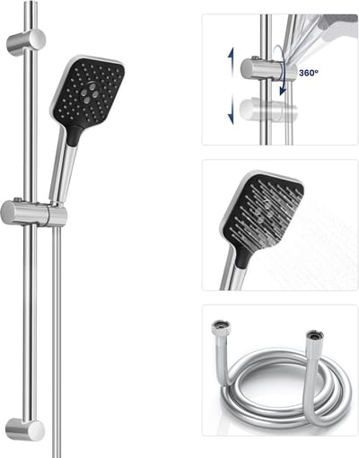 Lonheo max Doucheset met Handdouche - 70 cm Glijstang - 3 standen - Doucheslang 150 cm - Anti-Kalk Douchekop - Chroom