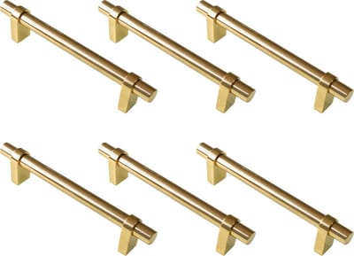AMIG Lade Handgreep Kast Meubelgreep – Hartafstand 96mm - Lengte 130mm - 6 stuks - Gepolijst Massief Messing - Luxe Meubelonderdeel Goud