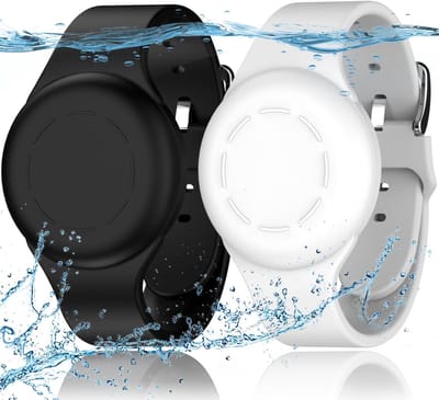 2 stuks Waterdichte for Air Tag Armbanden voor Kinderen Compatibel met Air Tag Finders met Zachte Silicone, Anti Lost GPS Item Finders Case Cover voor Kinderen, Zwart/Wit