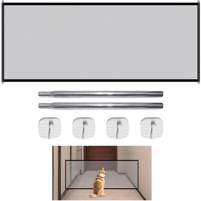 Dailygoods- Trapnet Intrekbaar - Veiligheidsnet voor Honden - Draagbare Bescherming - Nylon Net - Roestvrijstalen Buis - Afmetingen 180 x 72 cm
