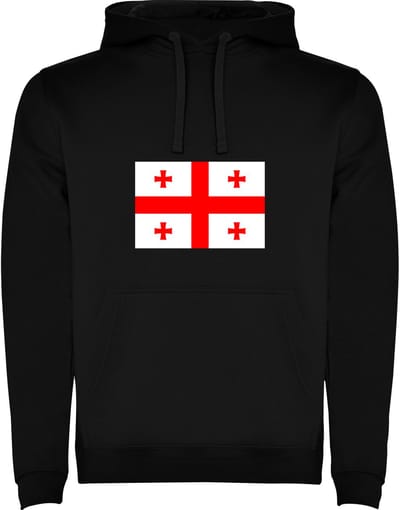 Zwarte Hoodie met Wereldse vlag land Georgie Full Color Maat M