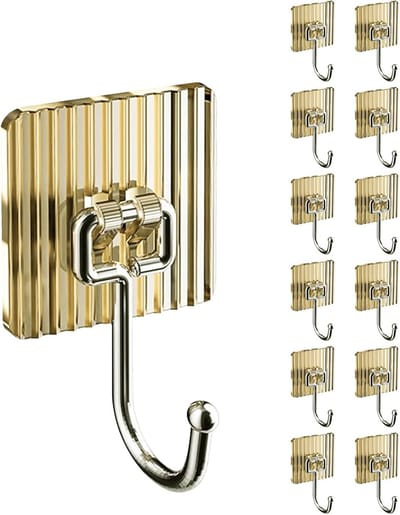 12 stuks zelfklevende haken - transparant en stevig - voor badkamer en keuken - zonder boren te bevestigen - goudkleurig