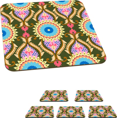 Onderzetters voor glazen - Design - Orient - Retro - 10x10 cm - Glasonderzetters - 6 stuks