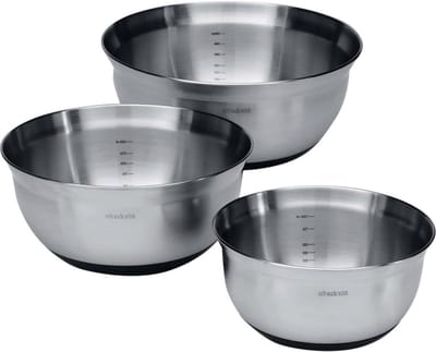 Mengkom met Antislip Bodem Set van 1L 1.6L 3L - Matt Steel/Black met Deksel