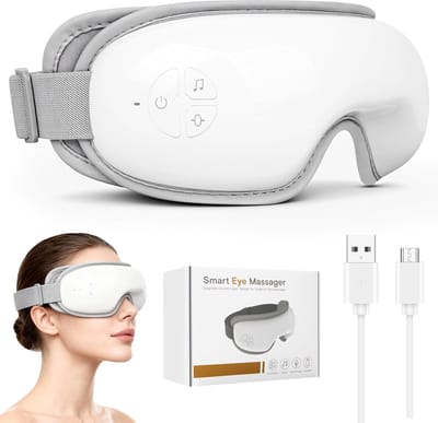 Oogmassage Apparaat - Eye Massager - Massage Apparaat - Met Warmte en Bluetooth - 4 Massageprogramma's - Oogmassager met Luchtdruk en Vibratie - Verbeterde Nachtrust - Opvouwbaar