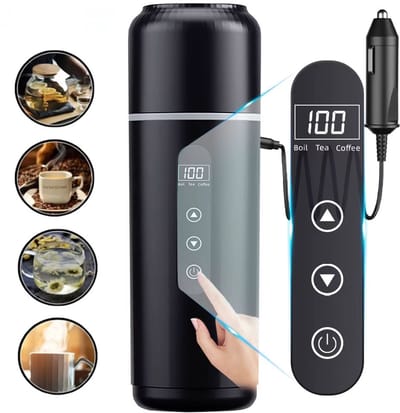 12V/24V Draagbare Waterkoker Auto 500ml – Elektrische Reiscup met Touchscreen & Verstelbare Temperatuur – Slimme Thermische Beker geschikt voor Auto, Vrachtwagen, Camper & Boot – Autowaterkoker / Reis Waterkoker / Elektrische Thermosbeker