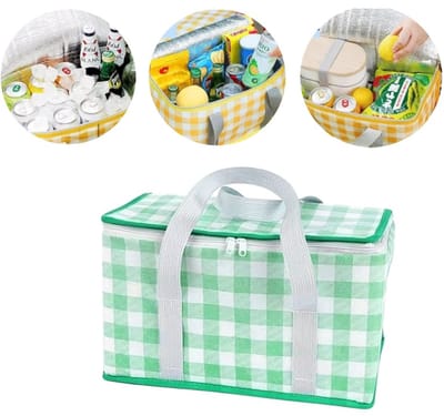 Draagbare geïsoleerde picknickmand — Waterdicht — Opbergtas — Houdt voedsel vers, koud of warm voor picknicks & kamperen — Grote lunchtas — Extra ruime bento-draagtas — Koeltas — Ideaal voor warme of koude buitenactiviteiten — 35 x 20 x 20 cm — 14L
