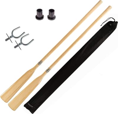 Roeiblad Set - Peddel Paar - Watersport Pleziervaart - Inclusief Opbergtas - 180 cm Lengte - Zwart Staal Hout