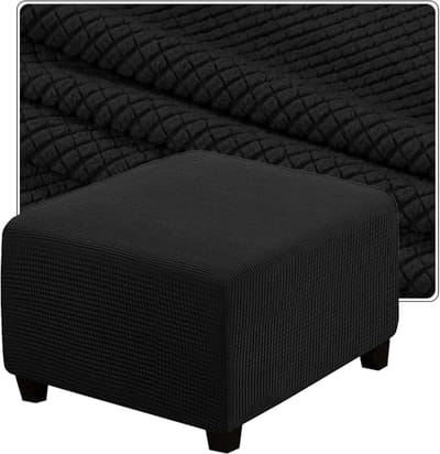 KZQ Vierkante futonhoes 35x35 40x40 50x50cm - Decoratieve, op maat gemaakte beschermhoes voor futons, voetenbankjes en krukjes - Geschikt voor woonkamers (Zwart, 16 inch/40 cm)