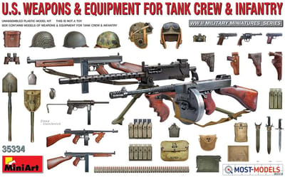 MiniArt Modelbouwpakket Militaire voertuigen - 35334 U.S. Weapons - Equipment for Tank Crew - Infantery Plastic - 1:35 - Modelbouw