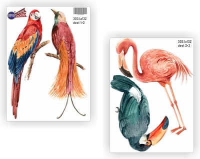 Jerma - Raamstickers -set - 4 tropische vogels - div . afmetingen - Zelfklevend - duurzame folie