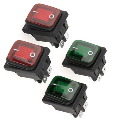 Jhubersproducts - Rocker Switch - ON-OFF schakelaars - Waterdicht en stofdicht - 4 Stuks - Indicatorlamp - Voor elektrische toepassingen - Geschikt vo