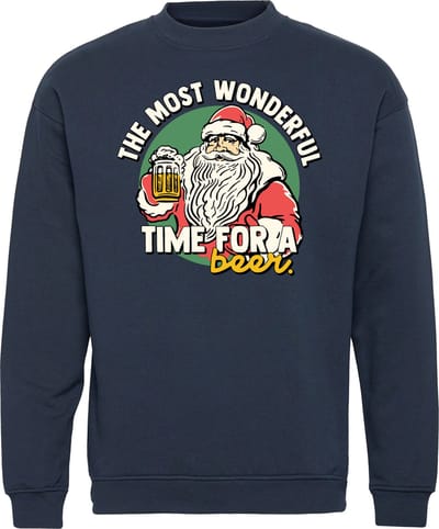 Kersttrui Time For A Beer Kerstman | Foute Kersttrui Dames Heren | Kerstcadeau volwassenen | Kerst | Navy | maat S