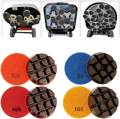 Polijstpads Set - Steen Schijven - Beton Bewerken - Viertraps Droog Polijsten - 80 mm - Korrel 200