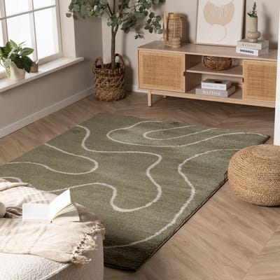 Fraai Wasbaar vloerkleed - Myrre Swirl Groen - 140x200cm