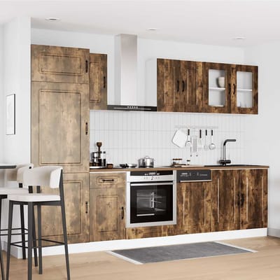 vidaXL - 8-delige - Keukenkastenset - Kalmar - bewerkt - hout - gerookt - eiken