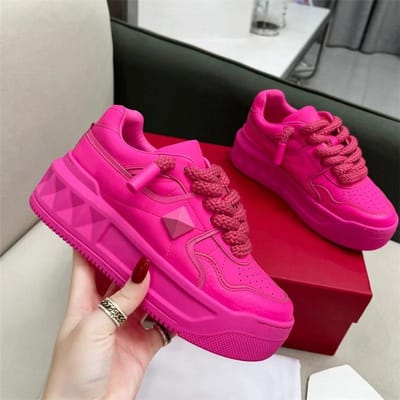 Dames Sneakers Effen kleur Mode Ontwerper Casual Schoenen Platform Veterschoen Vulkaniseer Schoenen Luxe Wandel-Hardloopschoenen voor Dames 43 black