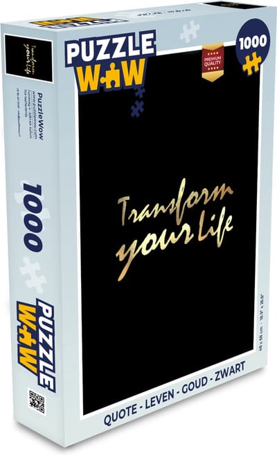 Puzzel Quote - Leven - Goud - Zwart - Legpuzzel - Puzzel 1000 stukjes volwassenen