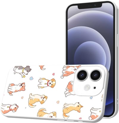 Smartphonica Telefoonhoesje Geschikt voor iPhone 12 met Honden opdruk - TPU Back Cover Case Dogs Design - Wit geschikt voor iPhone 12