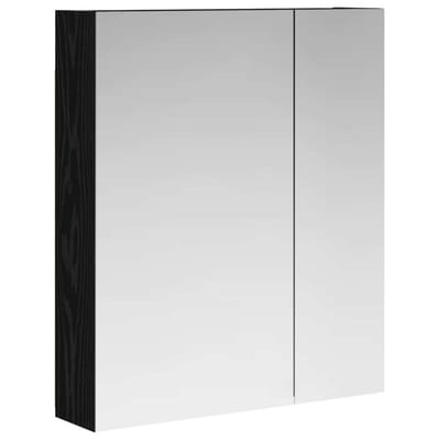 vidaXL - Badkamerspiegelkast - Zwart - Eiken - 60 - x - 14,5 - x - 70 - cm - Bewerkt - hout