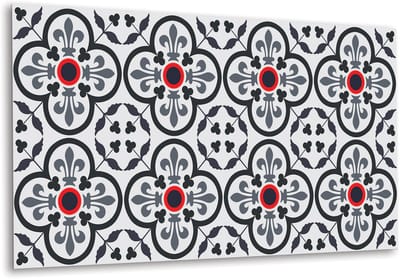 Tulup PVC Wandpaneel - Bloemen en Koninklijke Motieven Vinyl Wandpaneel - 100 cm x 50 cm - Grijs Zelfklevend Wandpaneel - 1 stuk - Wandpaneel Zelfklevend - Mozaïek Muurpaneel - Zelfklevend Wandpaneel - Plaktegels Keuken en Badkamer