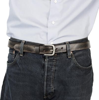 Leren Riem Antraciet Van 3 cm Breed - Dames Riem Of Heren Riem - Maat 115 (Taille tot 100 cm)