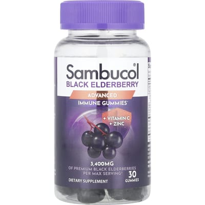 Sambucol, sureau noir, vitamine C et zinc, 30 gommes