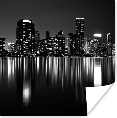 Poster New York - Skyline - Nacht - 100x100 cm XXL