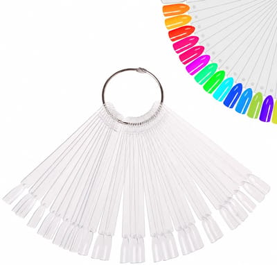 BOTC Nail Swatch Sticks - met ring en tips - duidelijke waaiervormige display - Nail Art Polish Practice - 50 stuks