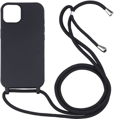 Hoesje geschikt voor iPhone 16e - Backcover - Koord - Softcase - Flexibel - TPU - Zwart
