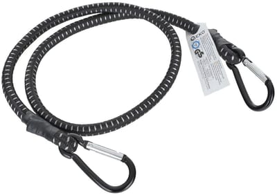 GEKO Elastisch koord met karabijnhaken - 10mm - 90cm - zwart - veelzijdig gebruik