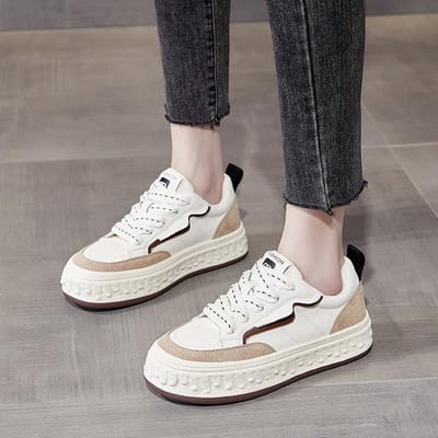 Diksoldige Witte Schoenen Dames Nieuwe Sport All-match Zomer Leer Verhoogd Casual Herfst Schoenen 40 black