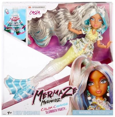 Mermaze Mermaidz Slumber Party Casea Kleurveranderende Zeemeerminpop – 34 cm – Lang Haar – Inclusief Accessoires – Speelpop vanaf 4 Jaar