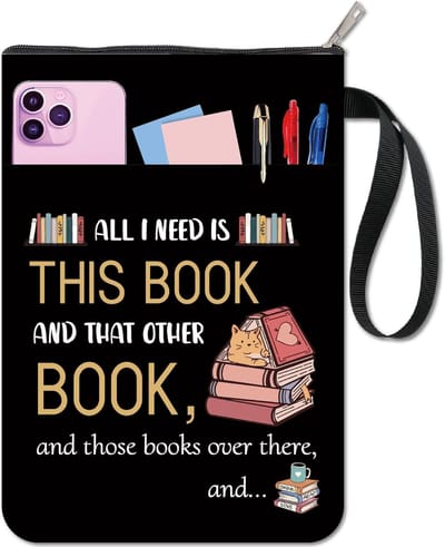 CRASPIRE Words Book Covers Black Book Protector Books Vintage Book Cover for Paperbacks Washable Fabrics Cloth Book Cover with Zipper and Extra Sleeve Pocket for Book Lovers Classmate Gifts