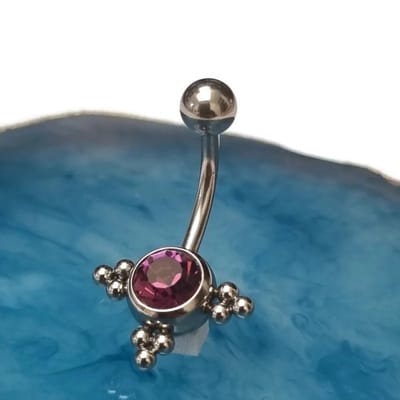 Aramat Jewels | Navelpiercings | Stalen Navelpiercing Eline Paars Zirkonia | | | |8mm | Staal | Volwassenen | Verkleurd niet