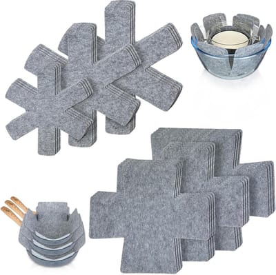 Pannenbeschermers Set - Potbeschermers Vilt - Keuken Organisatie - Hittebestendig Materiaal - 10 stuks 26 cm - Grijs