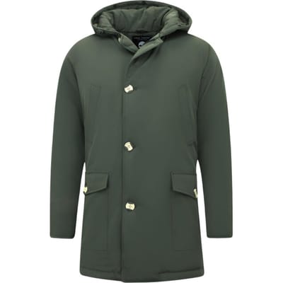 Heren Winterjassen Volwassen - Lange Winterjas Heren - Jassen Heren Winter Capuchon - Parka Heren - 7101 - Groene Jas