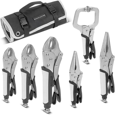 Griptangen Set - Klem Tangen - Werkplaats Gebruik - Ergonomische TPR Handgrepen - Tot 254 mm - Zilver