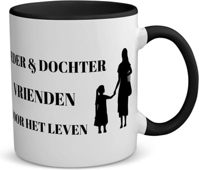 Akyol - moeder en dochter vrienden voor het leven koffiemok - theemok - zwart - Dochter - moeder/dochter - moeder cadeautjes - moederdag - verjaardag - geschenk - kado - dochter - dochter artikelen - verjaardag dochter - 350 ML inhoud